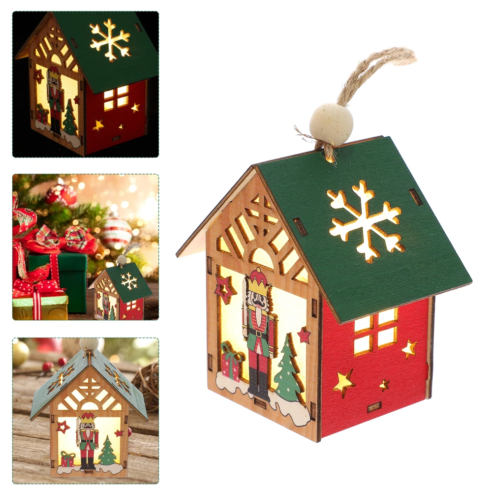 Christmas Tree Pendant Wood Hanging Glowing House Statue Light Up House Statue