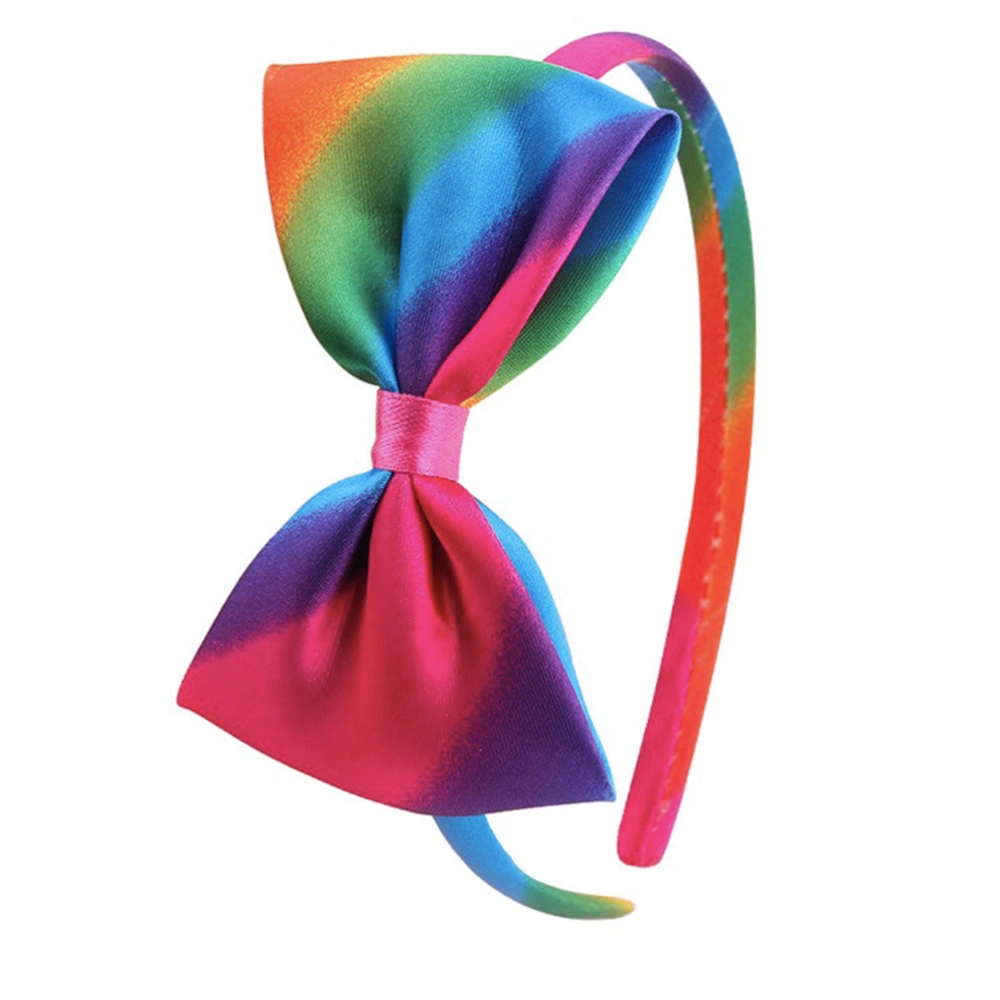 6pcs Bow-knot Headdress Rainbow Hair Hoops Elegant Headband Decorative Headwear Party Supplies for Kids Children