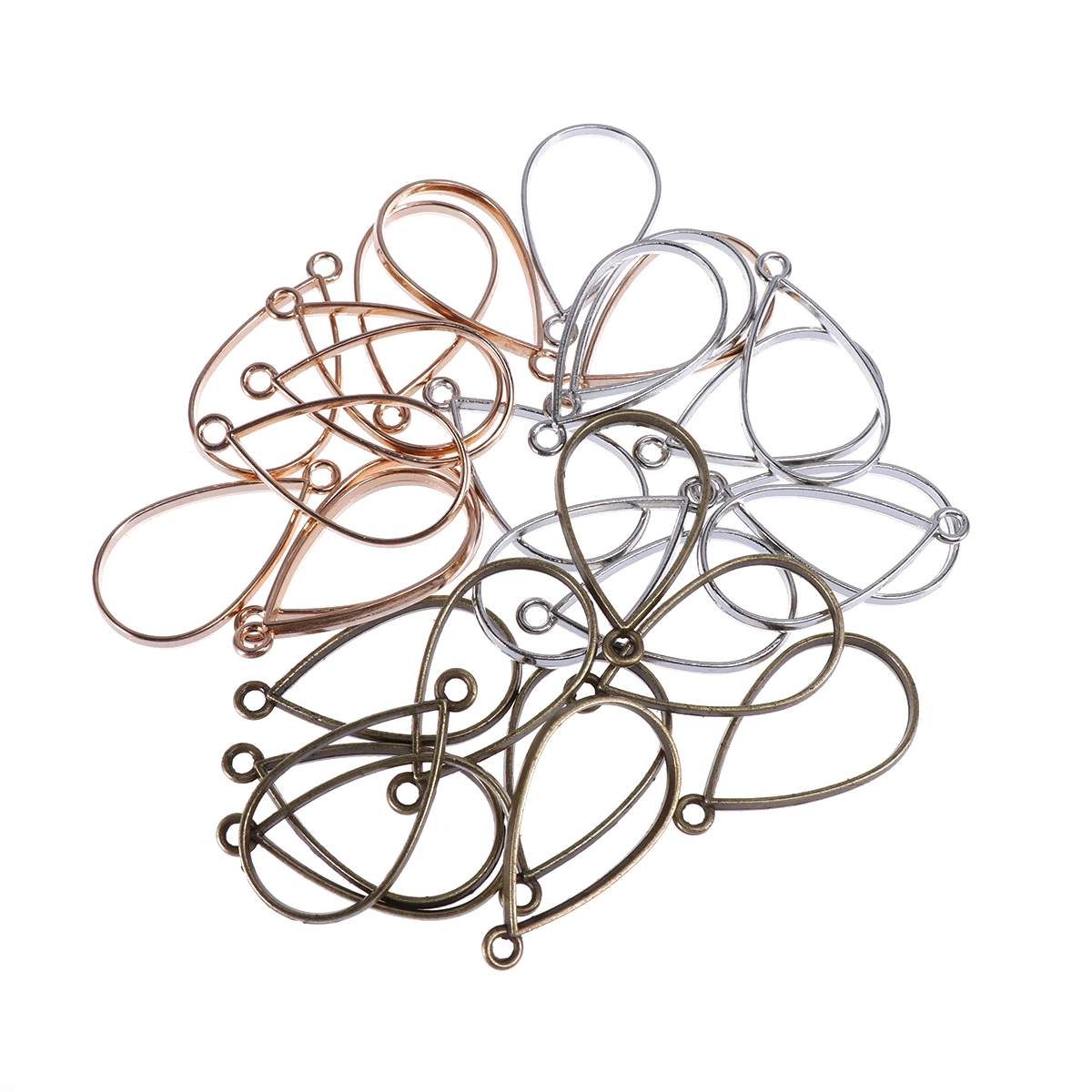 30PCS Open Back Bezel Pendant Alloy Blank Frame Hollow Pendants for UV Resin Crafts DIY Jewelry Making Antique Bronze Silver KC Gold