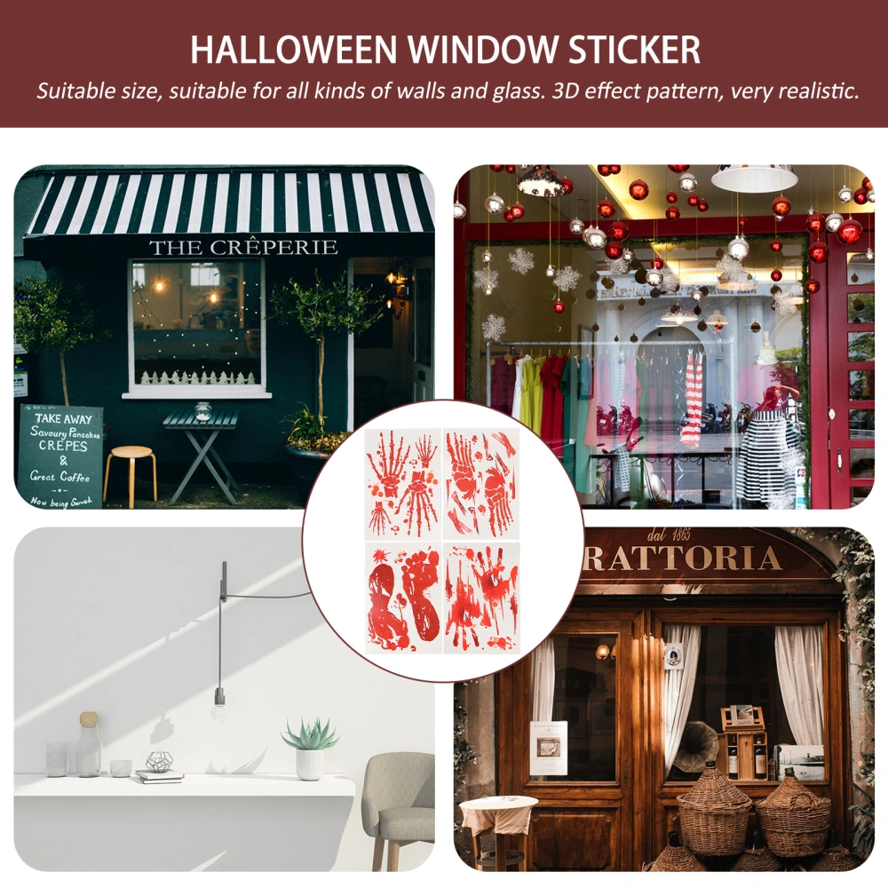 8 Sheets Halloween Removable Sticker Bloody Palm Decal Door Window Sticker