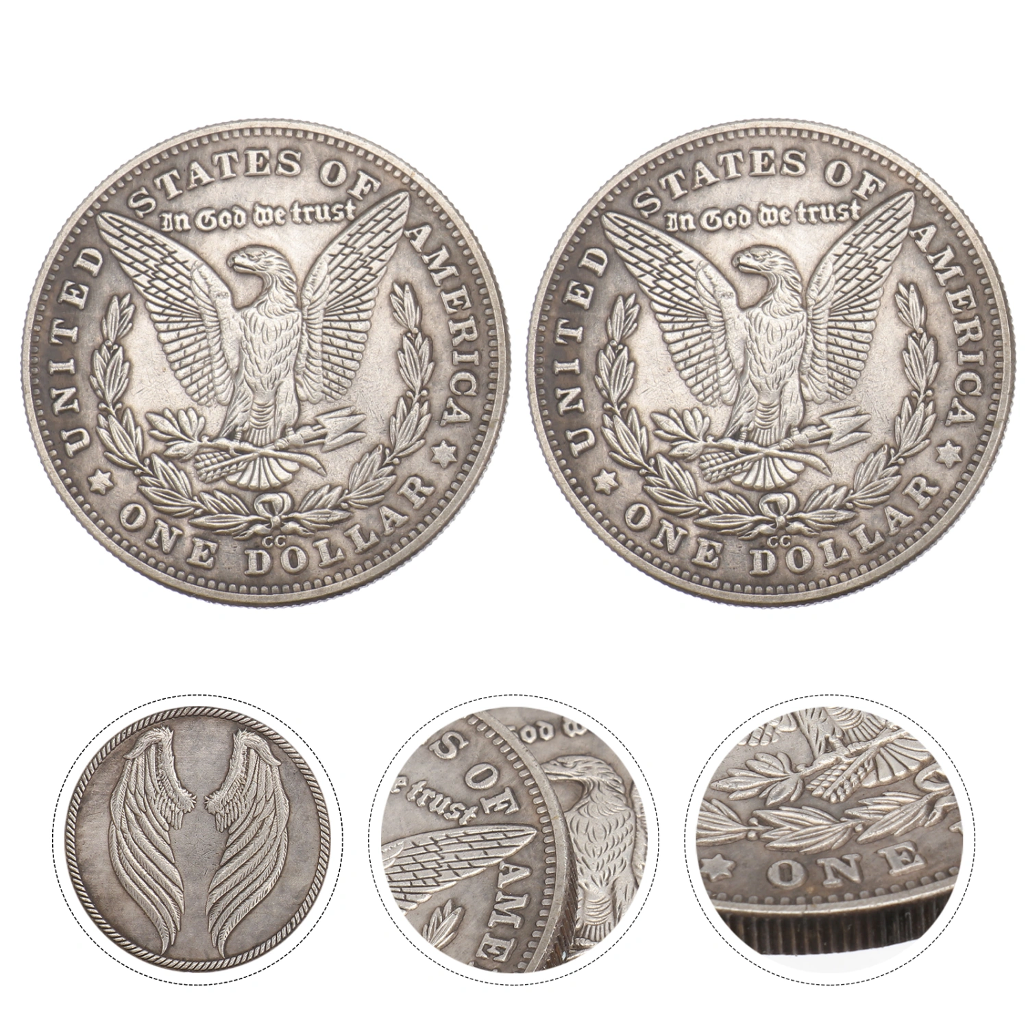 2pcs Angel Wing Commemorative Coins Professional Delicate Souvenir Coins(Silver)