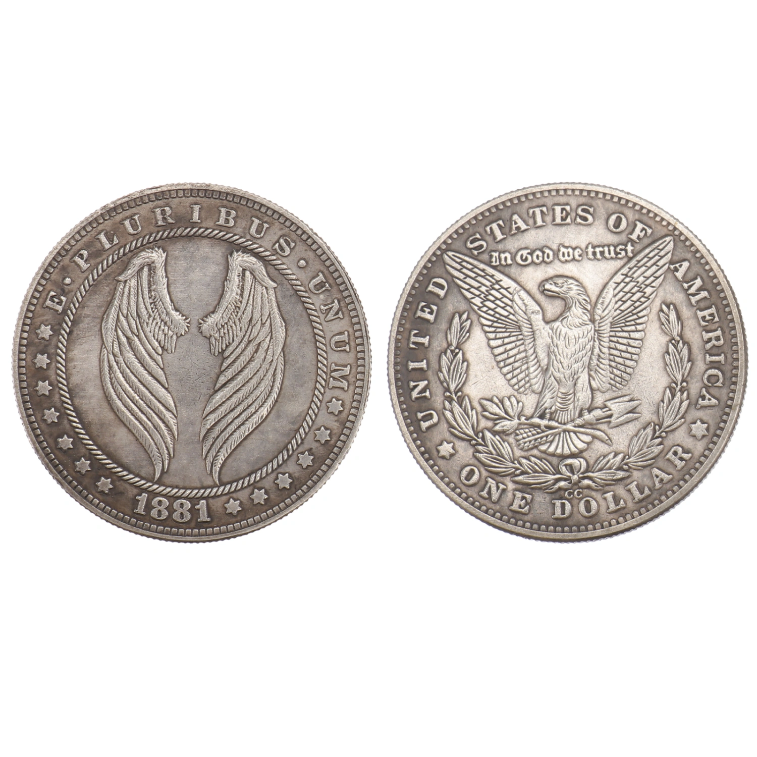 2pcs Angel Wing Commemorative Coins Professional Delicate Souvenir Coins(Silver)