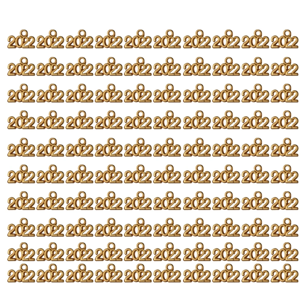 100pcs Vintage Alloy 2022 Shape Pendant Charms DIY Jewelry Making Accessories for Necklace Bracelet (Golden)