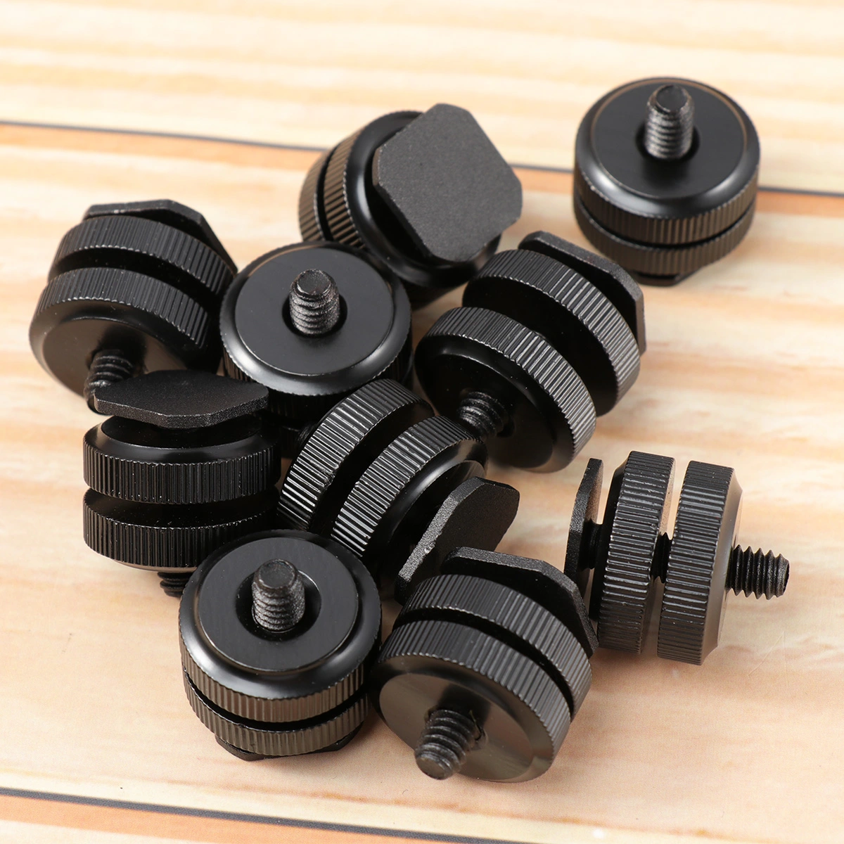 3 Pcs 1/4 Inch Aluminium Alloy Tripod Screw Adapter Flash Hot Shoe Mount Compatible for Nikon SLR DSLR Camera Camcorder (Black)