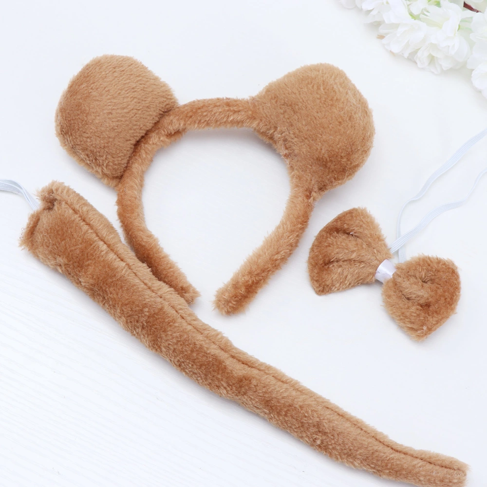 1 Set of Decorative Headdress Bear Shape Animal Costume Accessory Headband for Girls Masquerade Dancing Party Size M Coffee