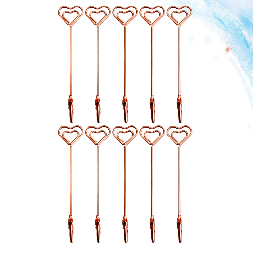 10PCS Double End Meal Memo Holder Moveable Clip Photo Display for Office Home - Heart (Rose Gold)