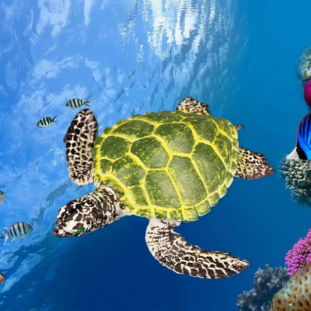 High Simulation Sea Turtle Animal Model Marine Organism Decoration for Children Playing (Green)