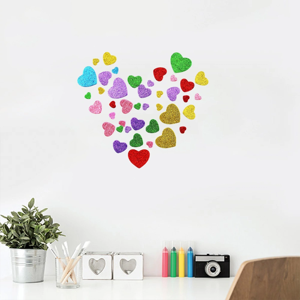 200PCS Wall Ceiling DIY Use Heart Shape Glitter Stickers for Indoor Decoration Use (Random Color & Size)