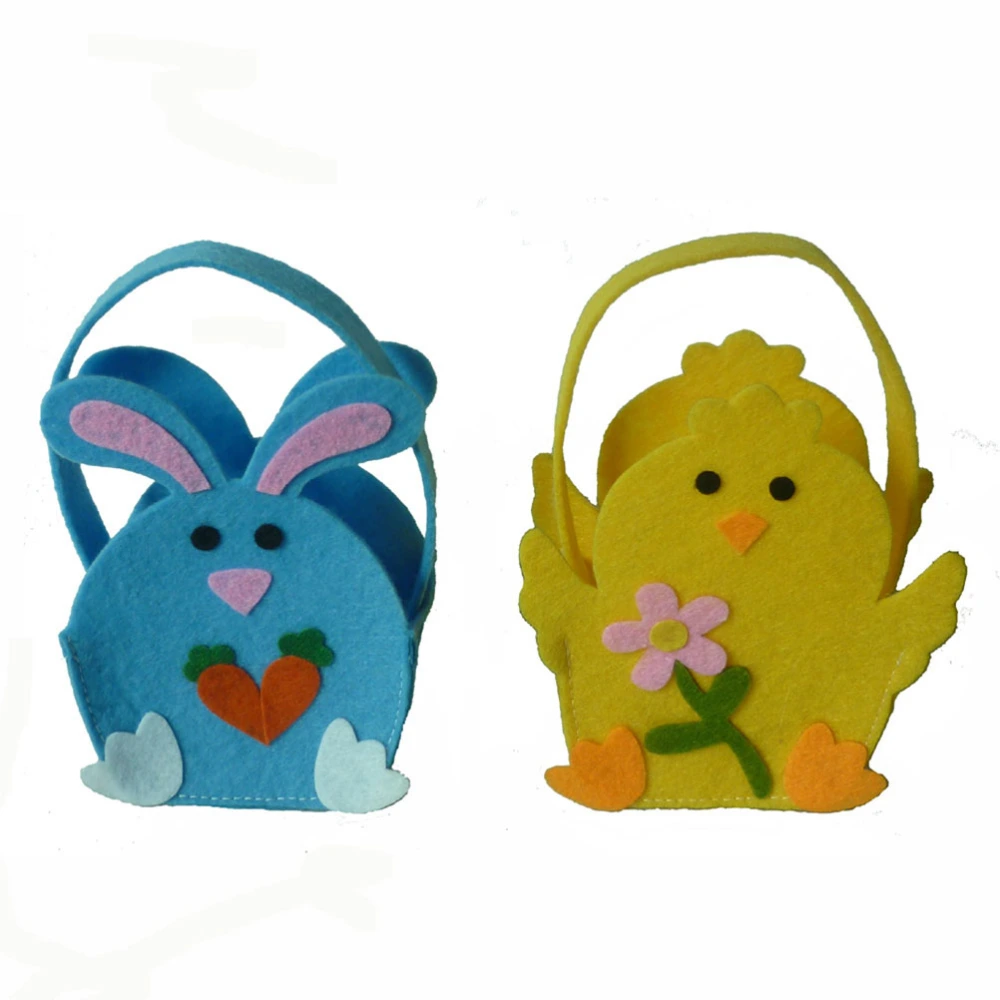 2pcs Easter Candy Bag Chick Design Gift Pouch Creative Sweet Storage Holder Portable Tote Bag Easter Supplies