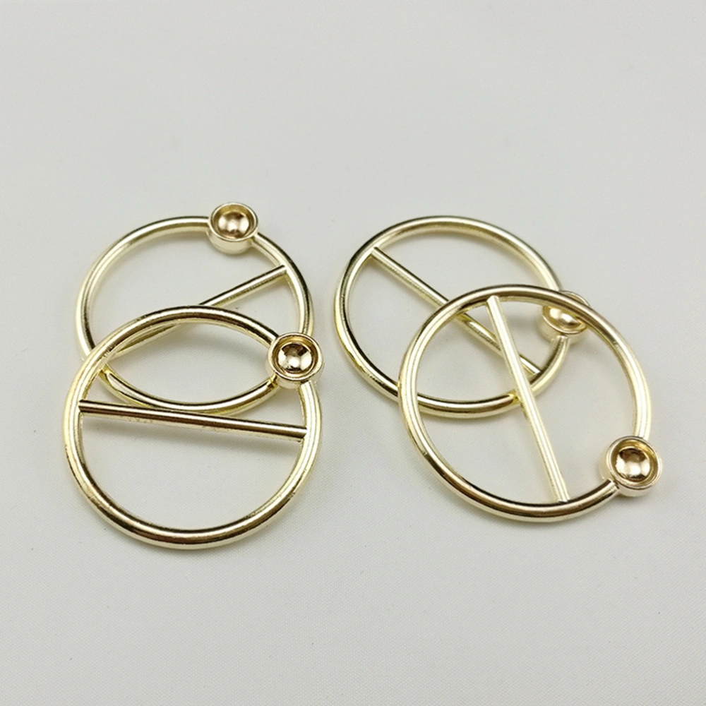 6 Pcs 40mm x 40mm Golden Round Shaped DIY Ribbon Buttons for Clothes Shoes Hats