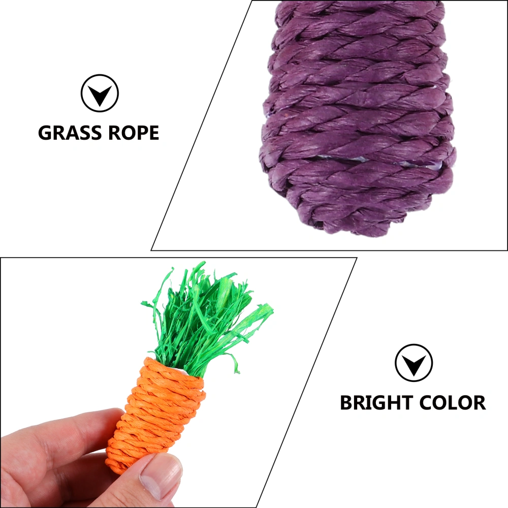 6PCS Hamster Chew Toy Carrot Eggplant Shape Small Animal Bite Gnawing Treat