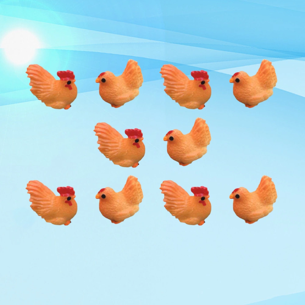 10pcs Hen and Shaped Desktop Decor Adorable Resin Crafts Ornaments Micro Landscape Adornment for Home Living Room (5pcs Hen + 5pcs Cock)