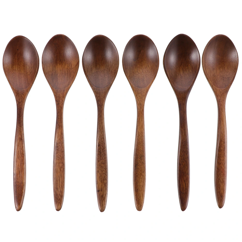 6pcs Wood Japanese Style Honey Spoons Stirring Spoons Kitchen Supplies