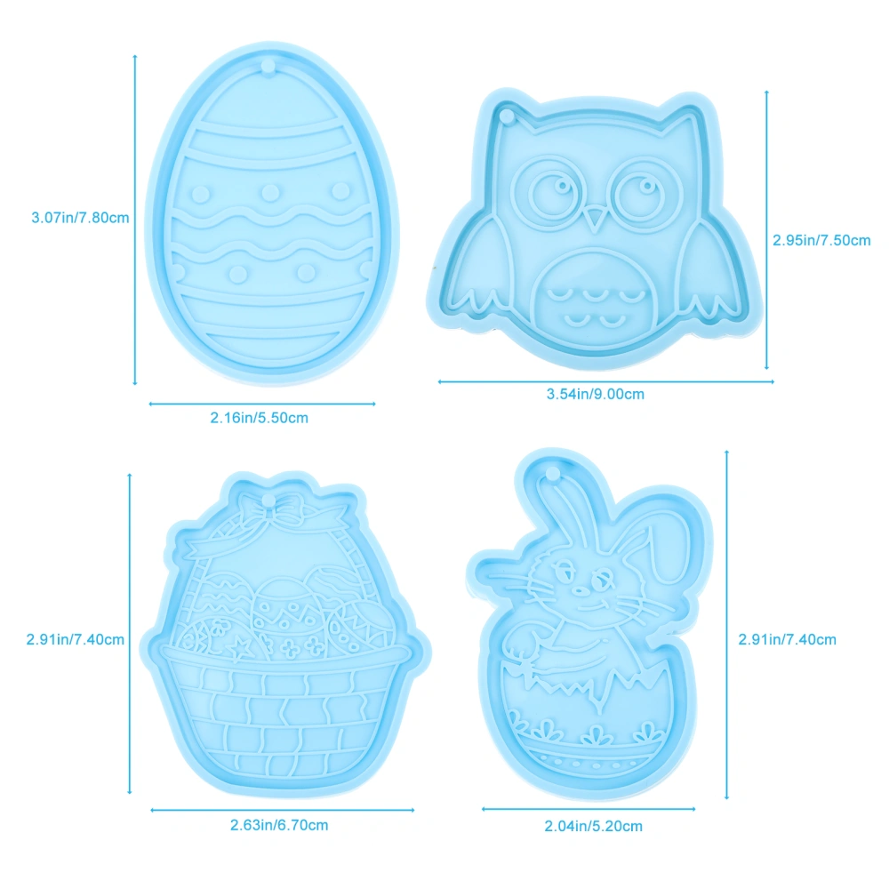 4Pcs Easter Themed Keychain Mold Bunny Egg Owl Mold DIY Key Pendant Mould