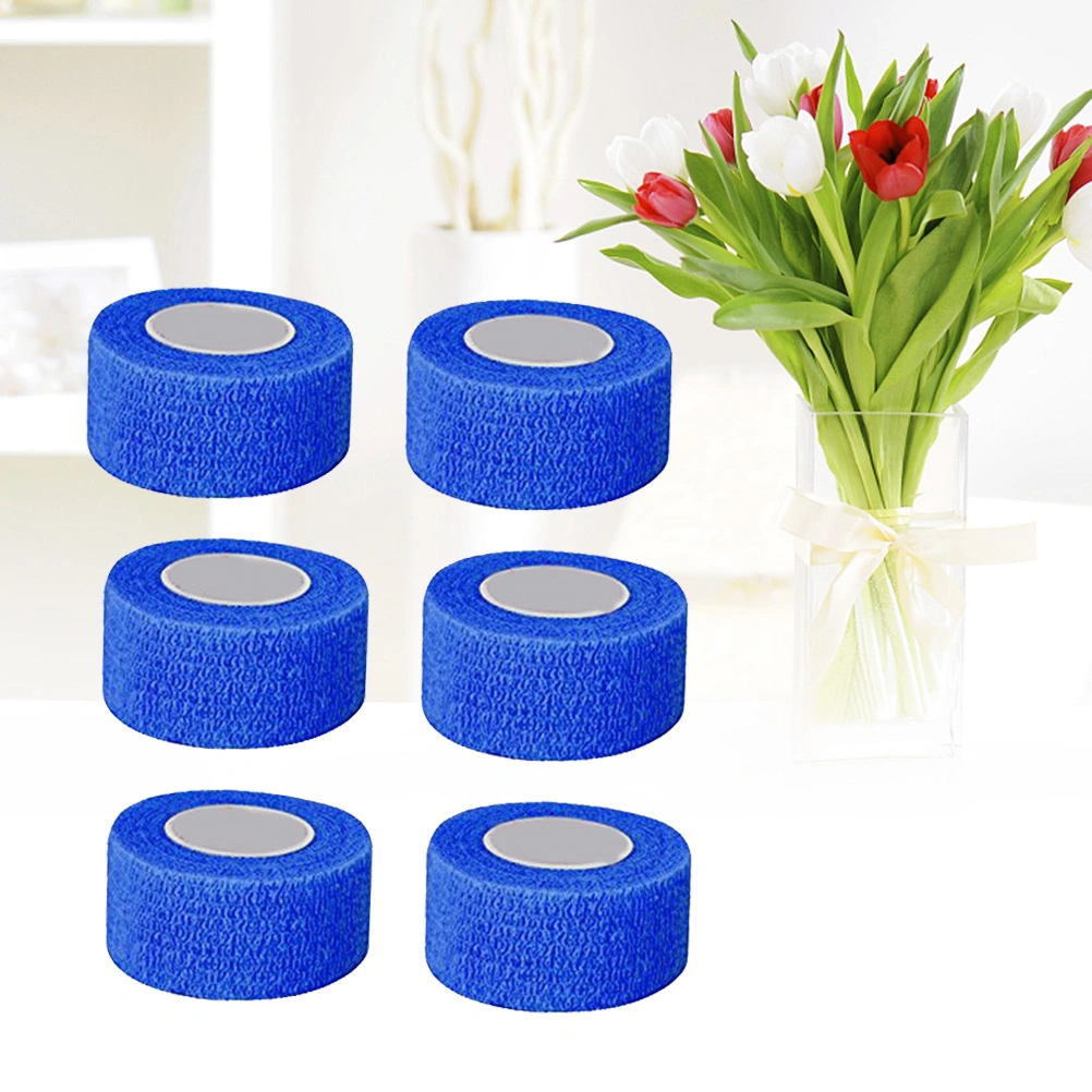 6pcs Cohesive Bandages Self Adherent Wrap Tape Stretch Athletic Strong Elastic First Aid Tape (Blue)