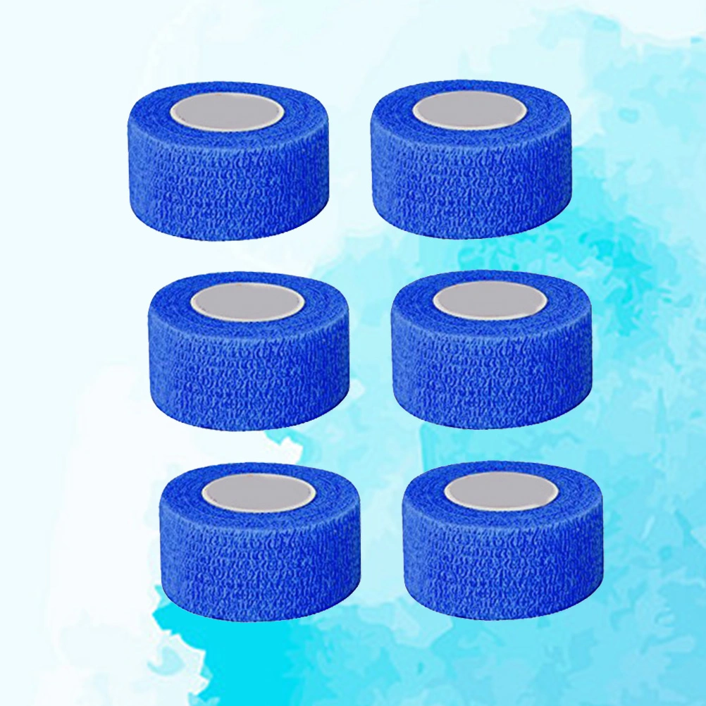 6pcs Cohesive Bandages Self Adherent Wrap Tape Stretch Athletic Strong Elastic First Aid Tape (Blue)