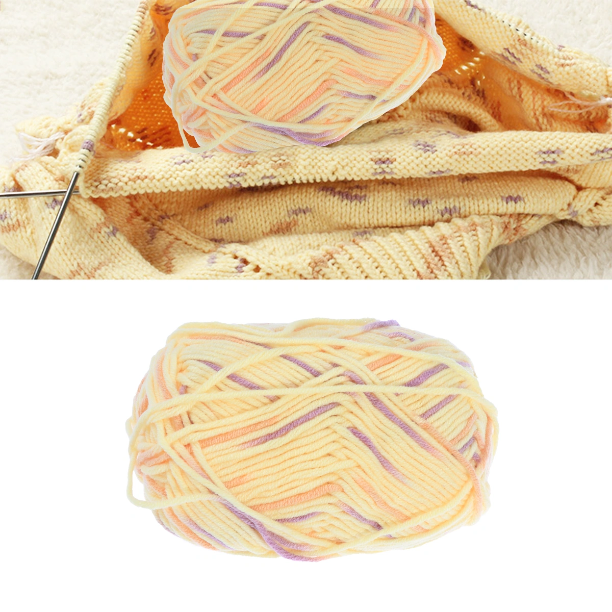 50g Milk Cotton Yarn Cotton Chunky Hand-woven Crochet Knitting Wool Yarn Warm Yarn for Sweaters Hats Scarves DIY (As Shown)