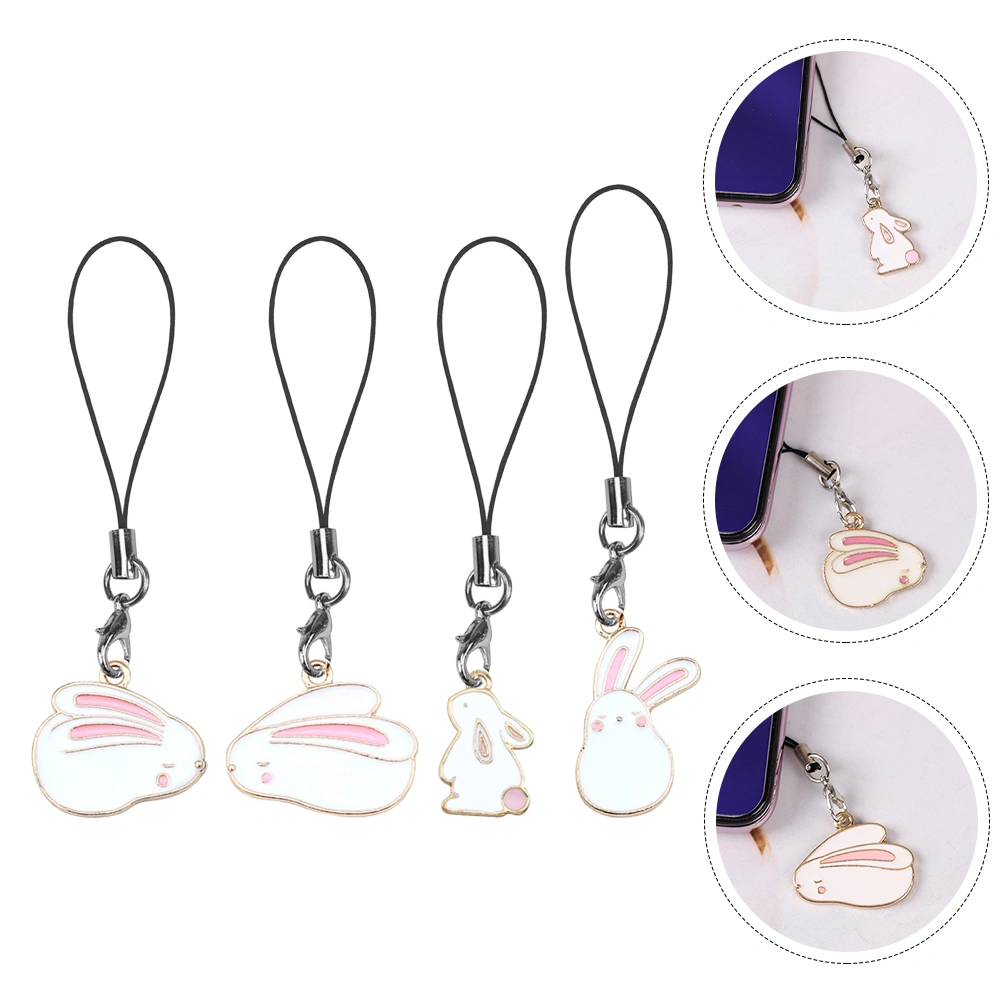 4Pcs Rabbit Pendant Phone Charm Cell Phone Hanging Charm Keychain Pendants