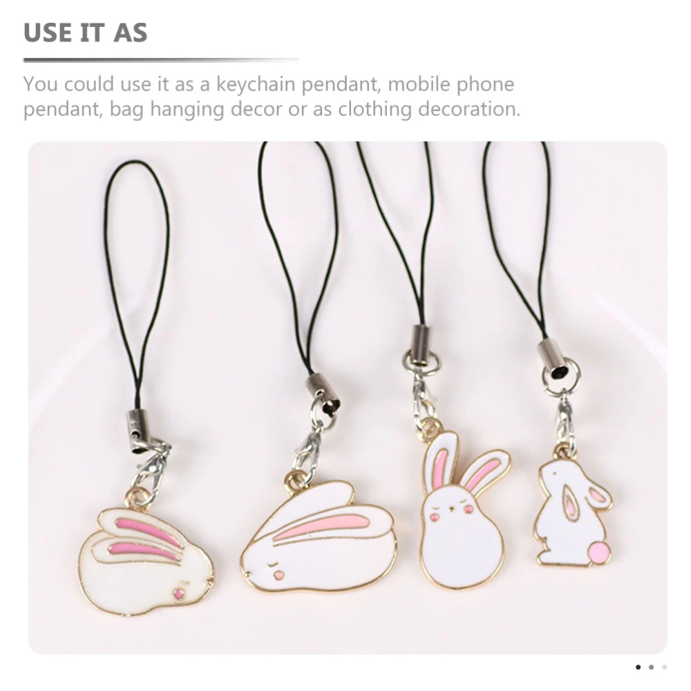 4Pcs Rabbit Pendant Phone Charm Cell Phone Hanging Charm Keychain Pendants