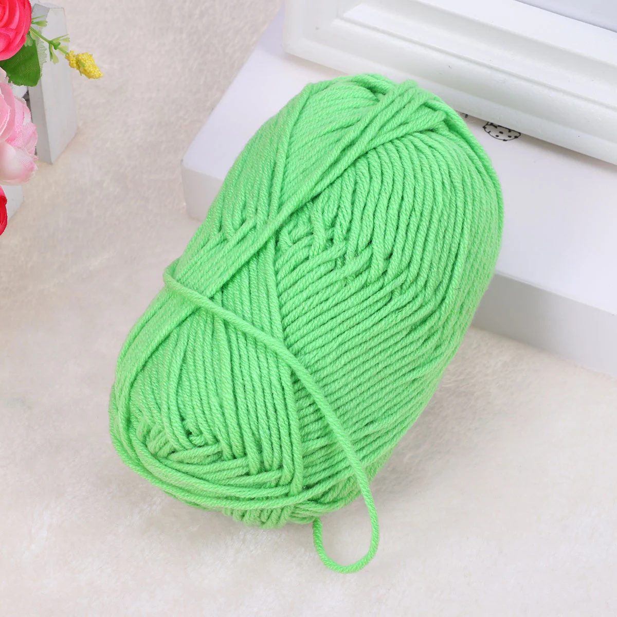 50g Milk Cotton Yarn Cotton Chunky Hand-woven Crochet Knitting Wool Yarn Warm Yarn for Sweaters Hats Scarves DIY (Deep Green)