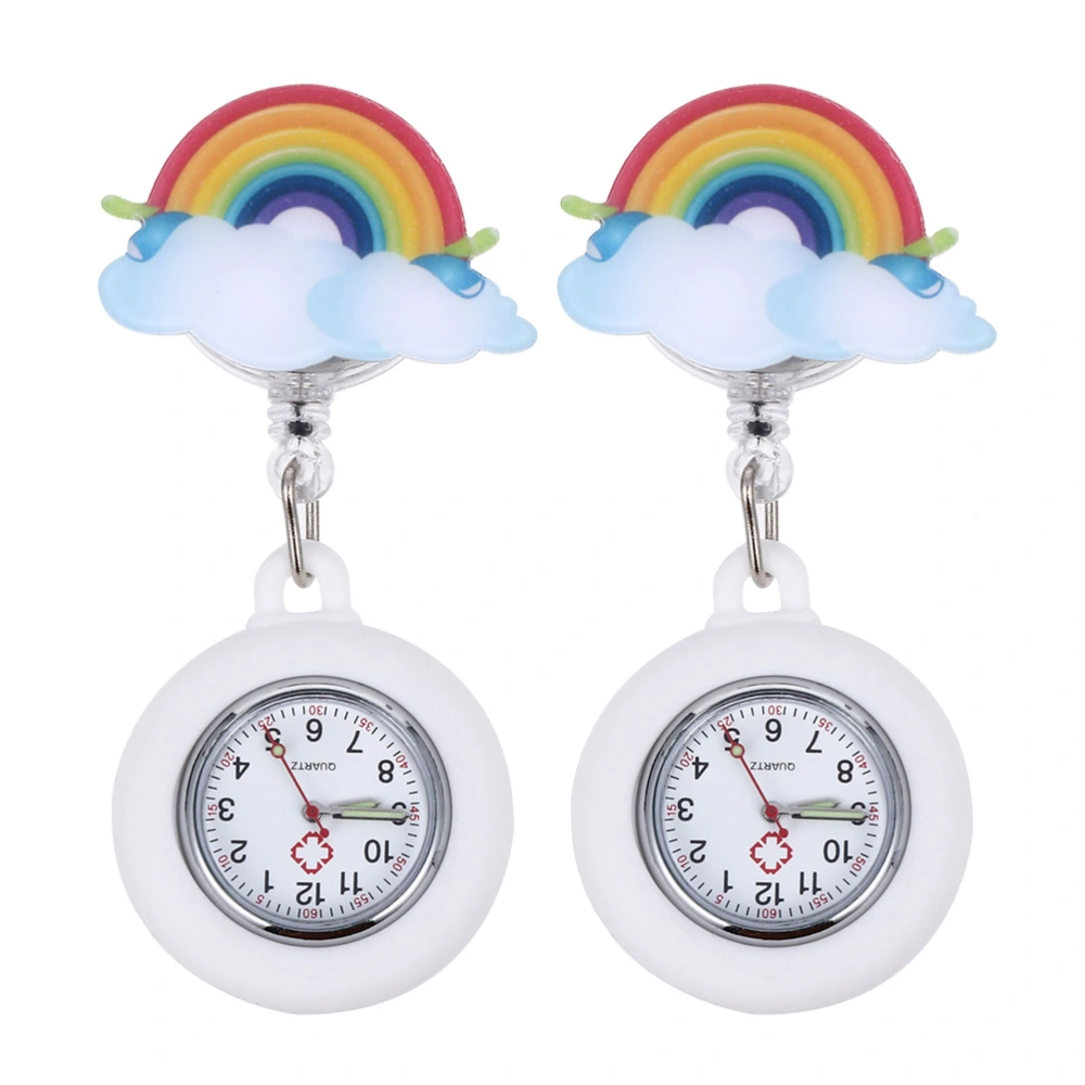 2Pcs Nurse Rainbow Watch Clip-on Hanging Doctor Watch Medical Pocket Watch