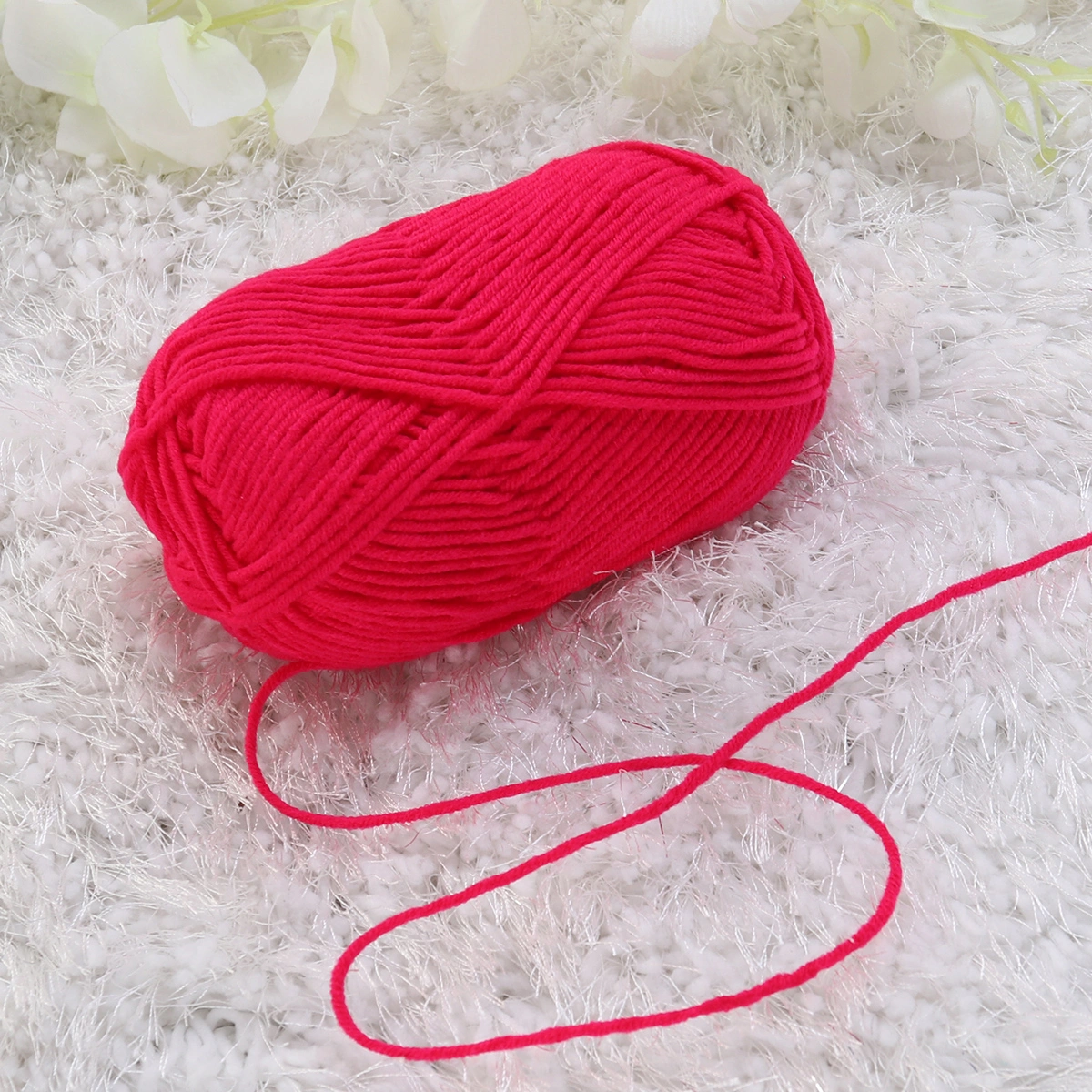 50g Milk Cotton Yarn Cotton Chunky Hand-woven Crochet Knitting Wool Yarn Warm Yarn for Sweaters Hats Scarves DIY (Watermelon)