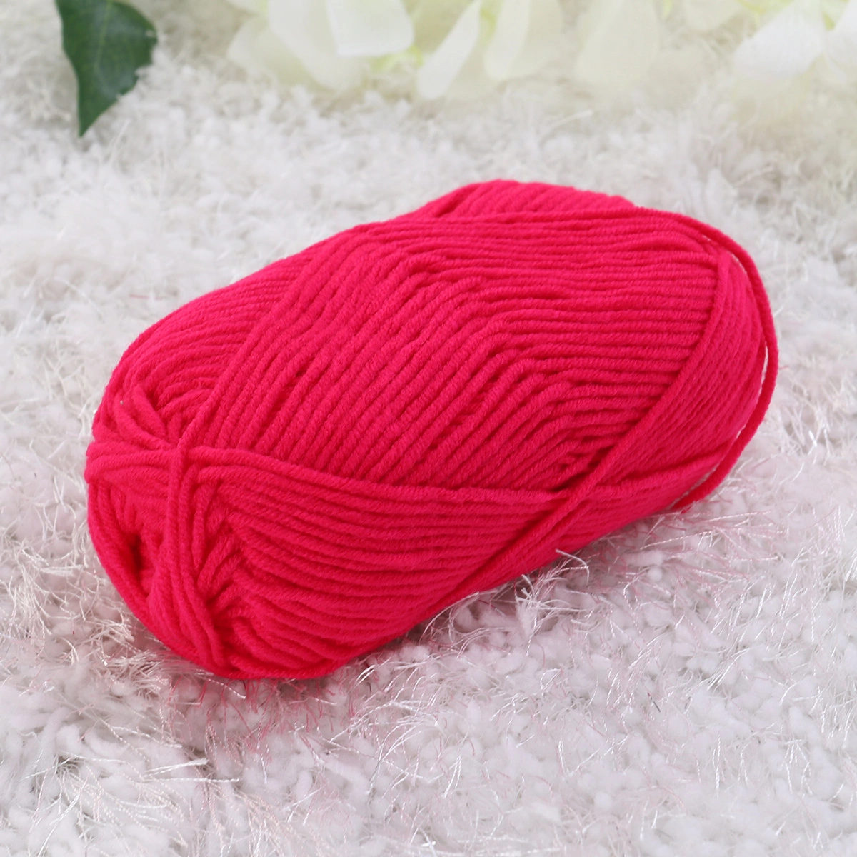 50g Milk Cotton Yarn Cotton Chunky Hand-woven Crochet Knitting Wool Yarn Warm Yarn for Sweaters Hats Scarves DIY (Watermelon)