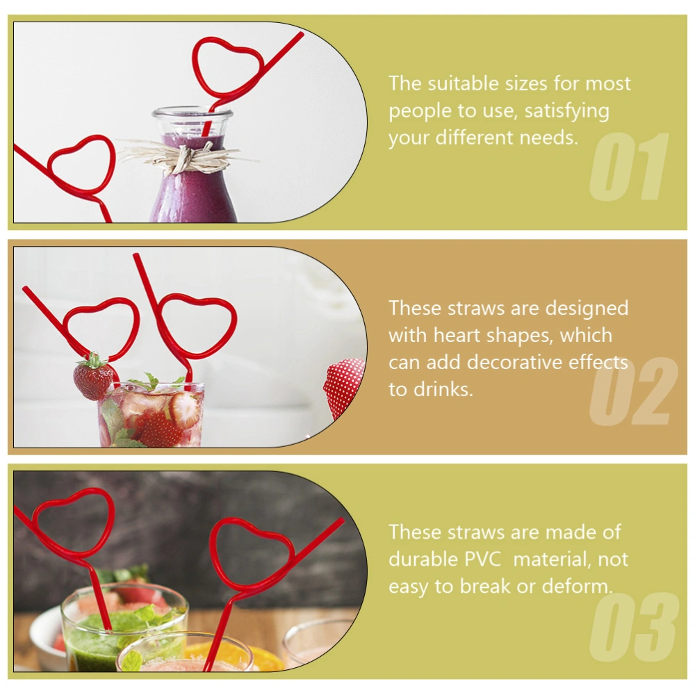 4Pcs Heart Shaped Straws Pretty Drinking Straws Valentine Party Drinking Straws