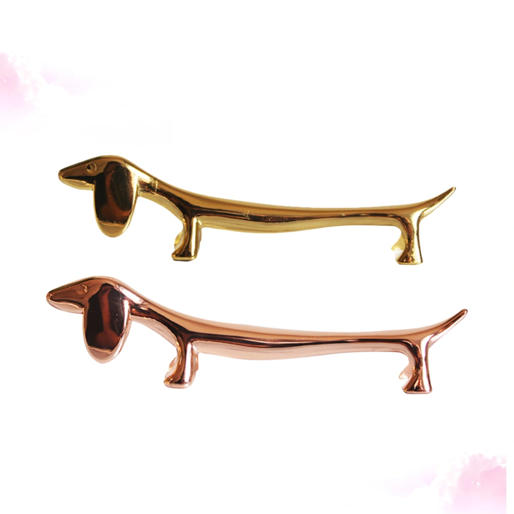 2pcs Dog Shaped Chopsticks Rack Holder Creative Animal Chopstick Rest Spoon Fork Holder Chopstick Stand for Home Hotel(Golden + Rose Gold)