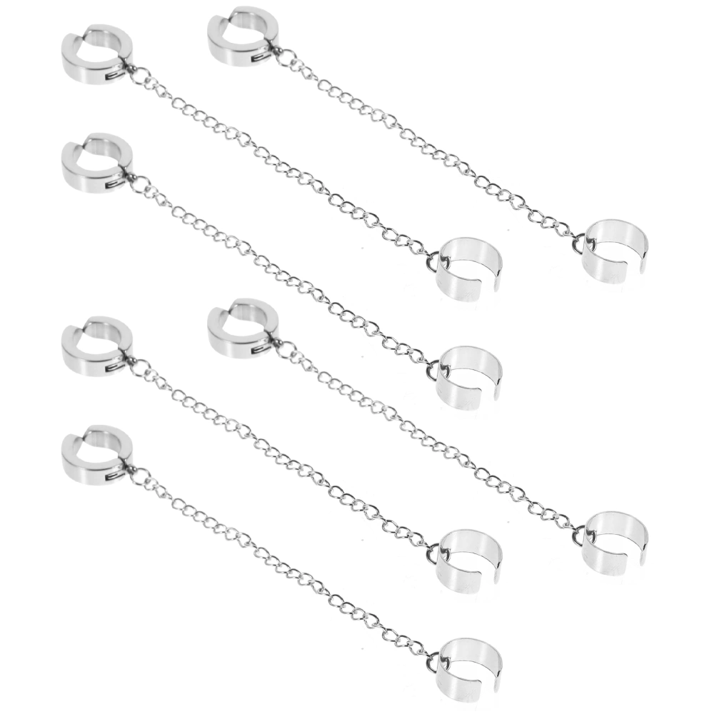 6Pcs Titanium Steel Ear Cuffs Dangle Chain Jewelry Gift for Women Teen Girls