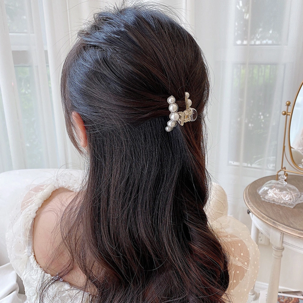 4pcs Women Elegant Pearl Hairpin French Hair Claws Back Of The Head Grip