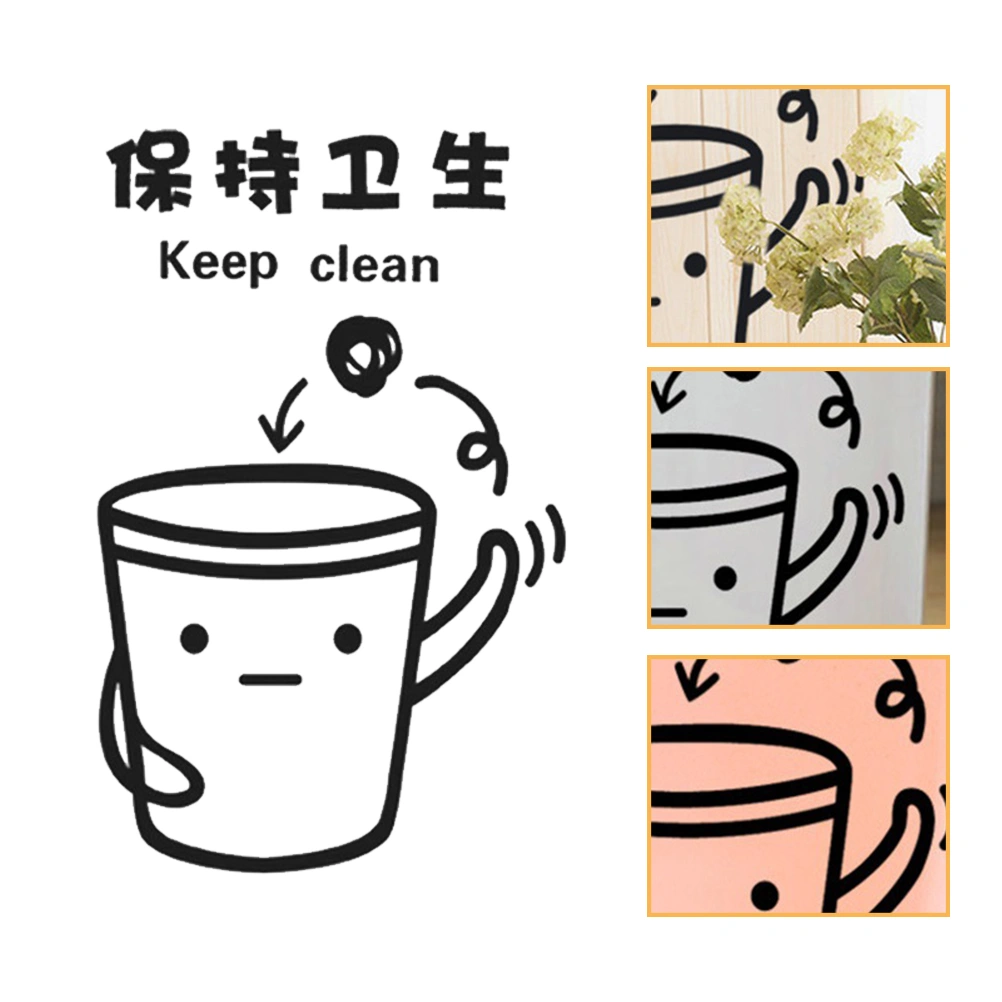 Cartoon Garbage Bin Sticker Waste Bin Sticker Keep Clean Sign Trash Can Sticker