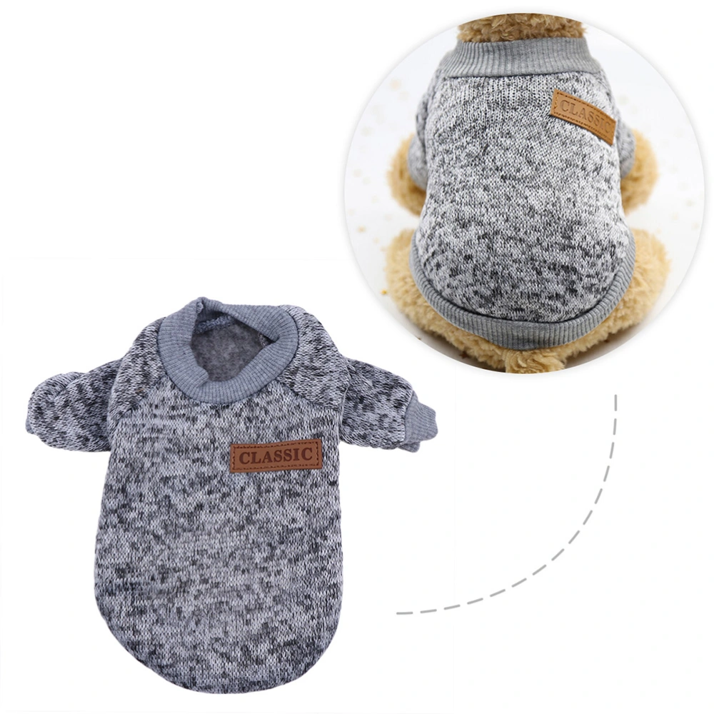 Pet Dog Knitwear Sweater Puppy Cat Winter Warm Clothes Knitted  Clothing for Pets - Size M(Grey White)