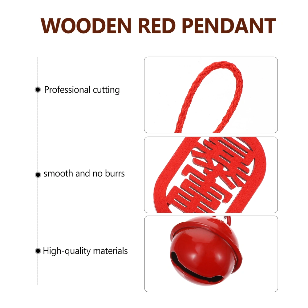 5pcs Chinese Wood Red Pendants Festival Hanging Decorations Home Hanging Decor