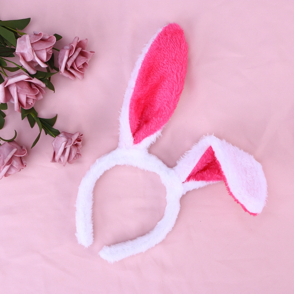 Plush Bunny Ears Hairbands Bunny Headband Bunny Ears Hairbands (White and Rose)