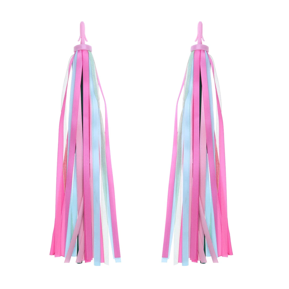 2 Pair of Childrens Bike Handlebar Streamers Grips Tassels Ribbons Baby Carrier Accessories (Pink)