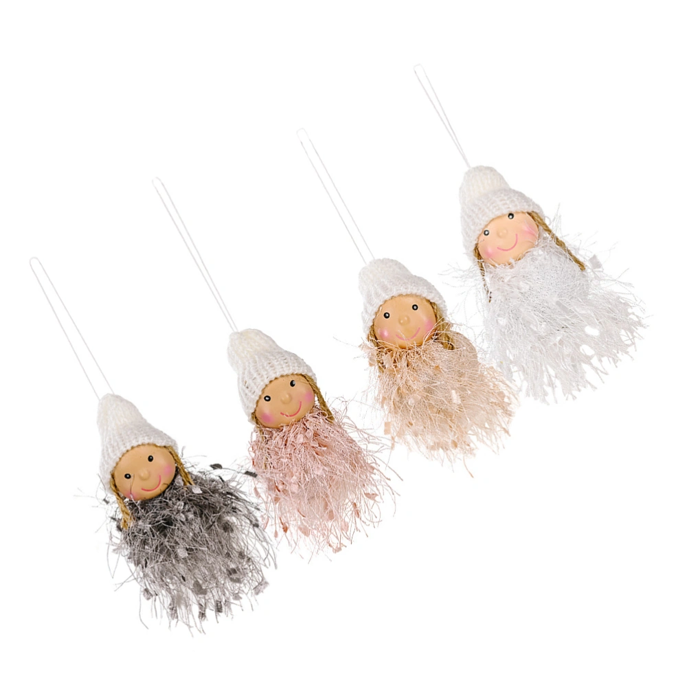 4 Pcs Christmas Baby Girl Doll Handmade Hair Plush Doll Lovely girl pendant