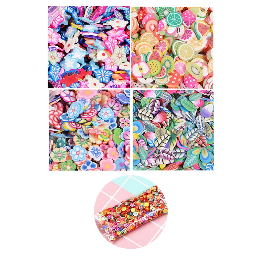 4000pcs 5MM Fruit and Plum Blossom Heart Pentastar and Leaves Pattern Nail Art Decorations Clay Tablets