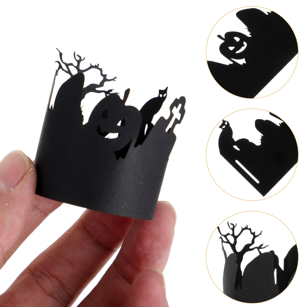 20pcs Halloween Candle Wraps Tea Light Votive Wraps Hollow Paper Lampshade