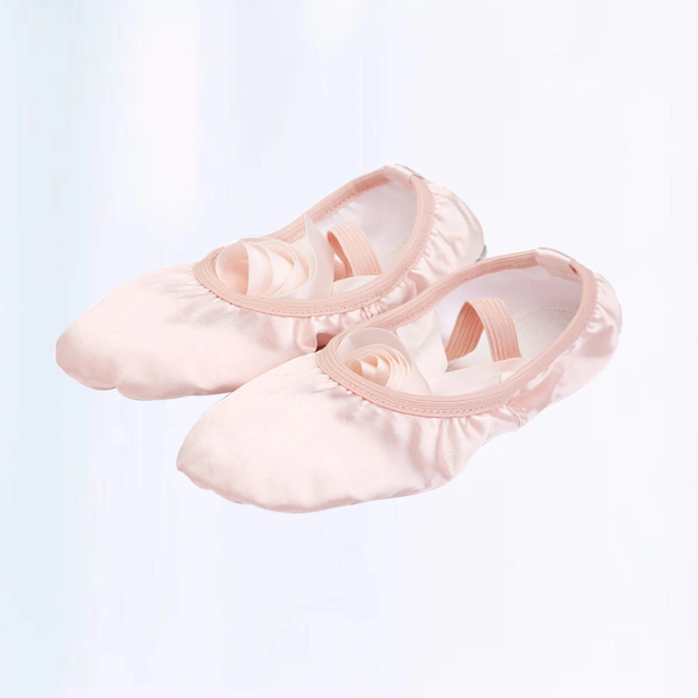 Ribbon Ballet Practice Shoes Lace-Up Yoga Shoes Sole Dance Shoes for Girls Women - Size 28