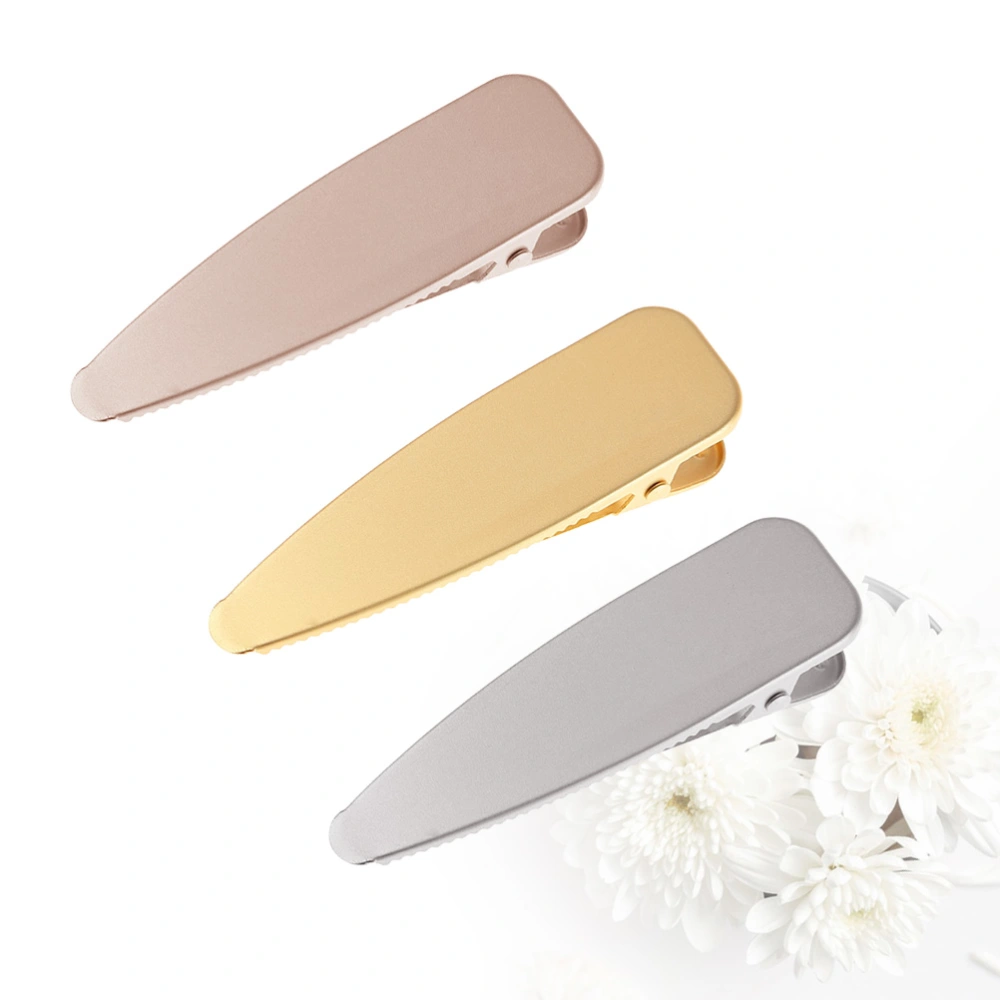 3pcs Pretty Hair Fashion Clip Metal Hair Clip Glossy Hairpins Barrettes Styling Hair Accessories(Gold+Silver+Rose Gold)