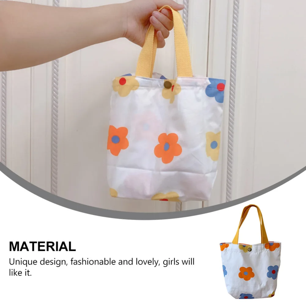 1Pc Mini Floral Bag Hand Bag Canvas Bag Adorable Storage Pouch Girl Bag