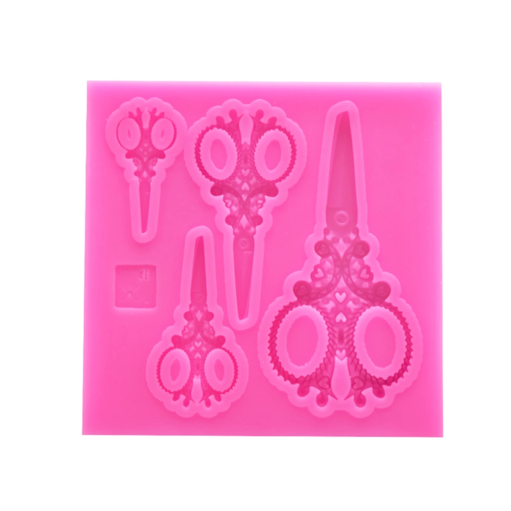 Scissors Silicone Molds Cake Decorating Tools Bakeware Cupcake Dessert Chocolate Fondant Mold (Pink)