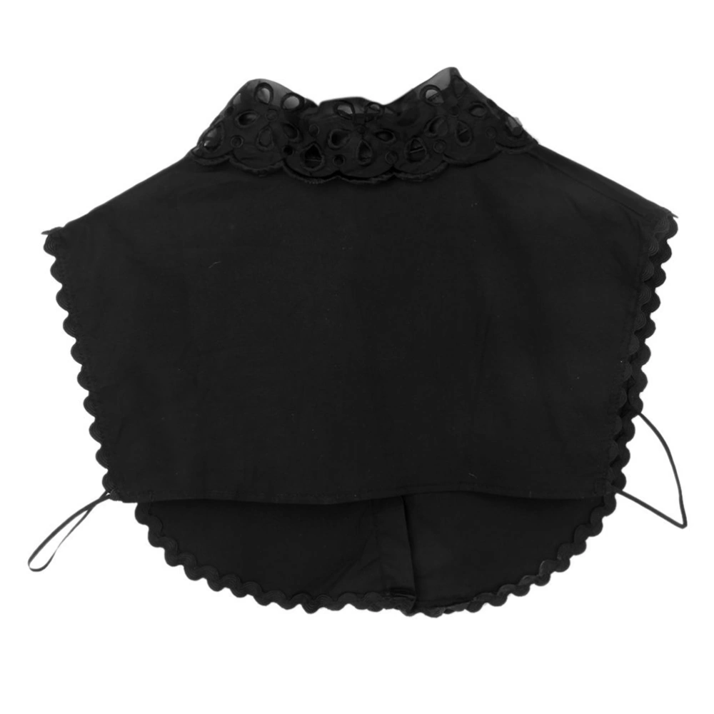 Women Girls Floral Lace Detachable Removable Half Blouse Half Shirt Collar (Black)