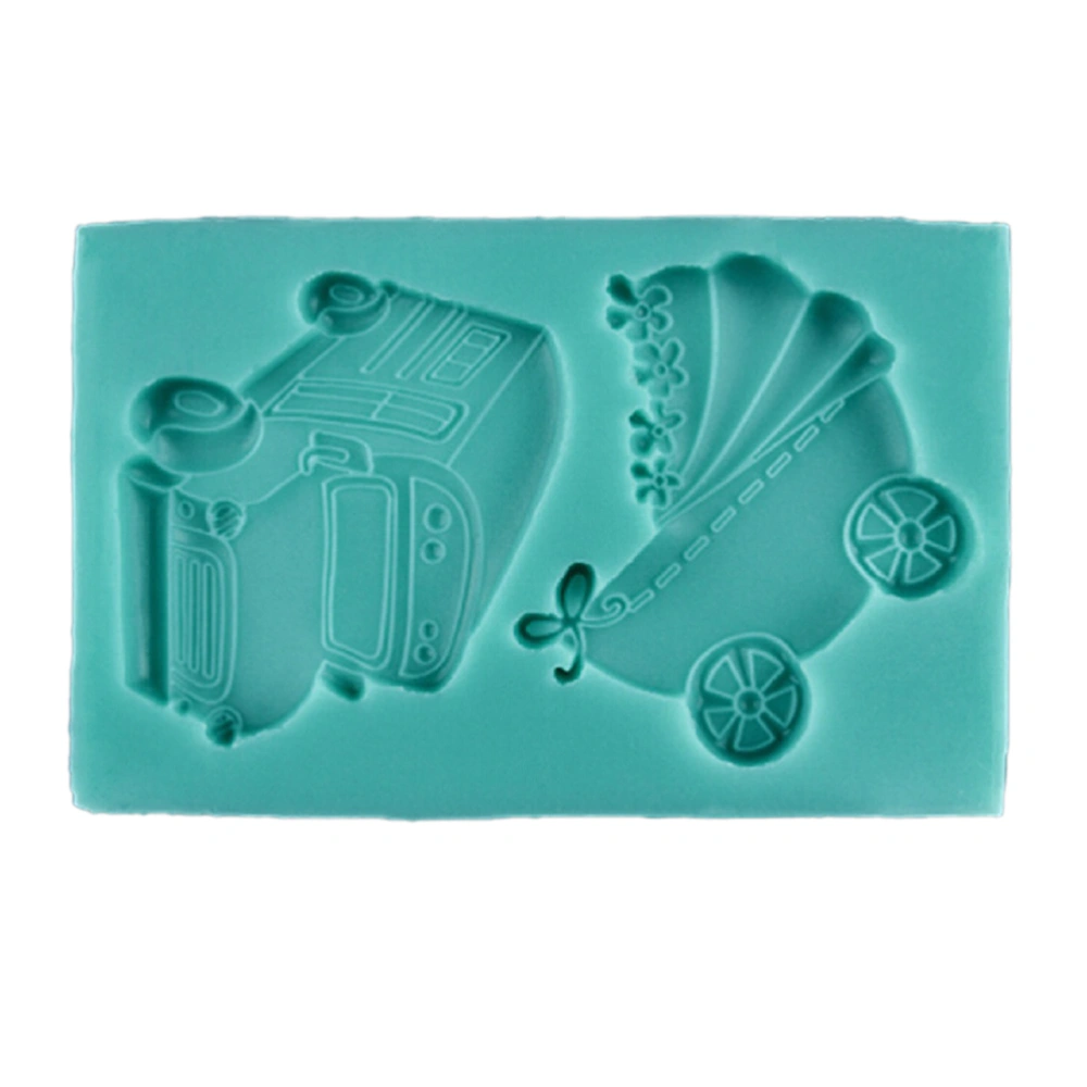 Cartoon Car Baby Carriage Silicone Cake Mold DIY Fondant Mousse Dessert Chocolate Mould Tray (Random Color)