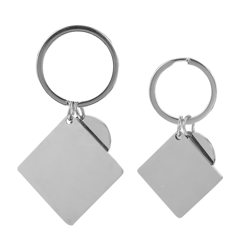 2 Sets Tags Keychain Trend Stainless Steel DIY Jewelry Keyring Key Chain