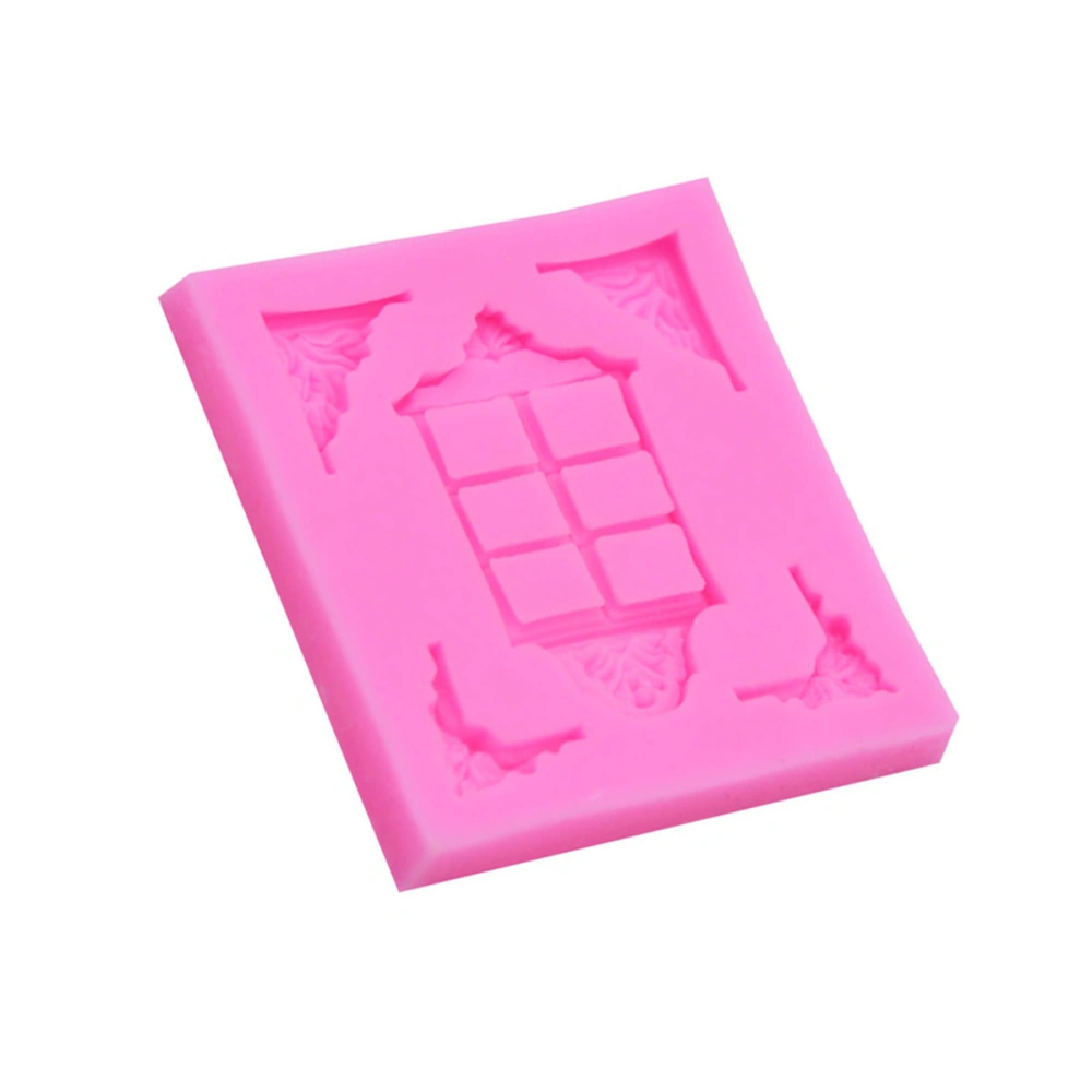 1pc Embossed Window Silicone Molds Fondant Cake Decorating Tools Bakeware Cupcake Dessert Chocolate Mold (Pink)