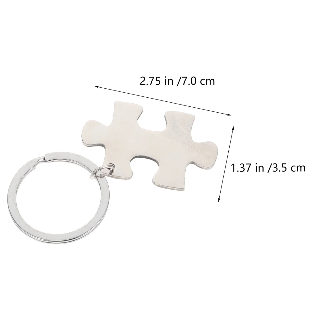 2Pcs Stainless Steel Puzzle Piece Key-chains Couples Key-chain Set Lovers Key-chains