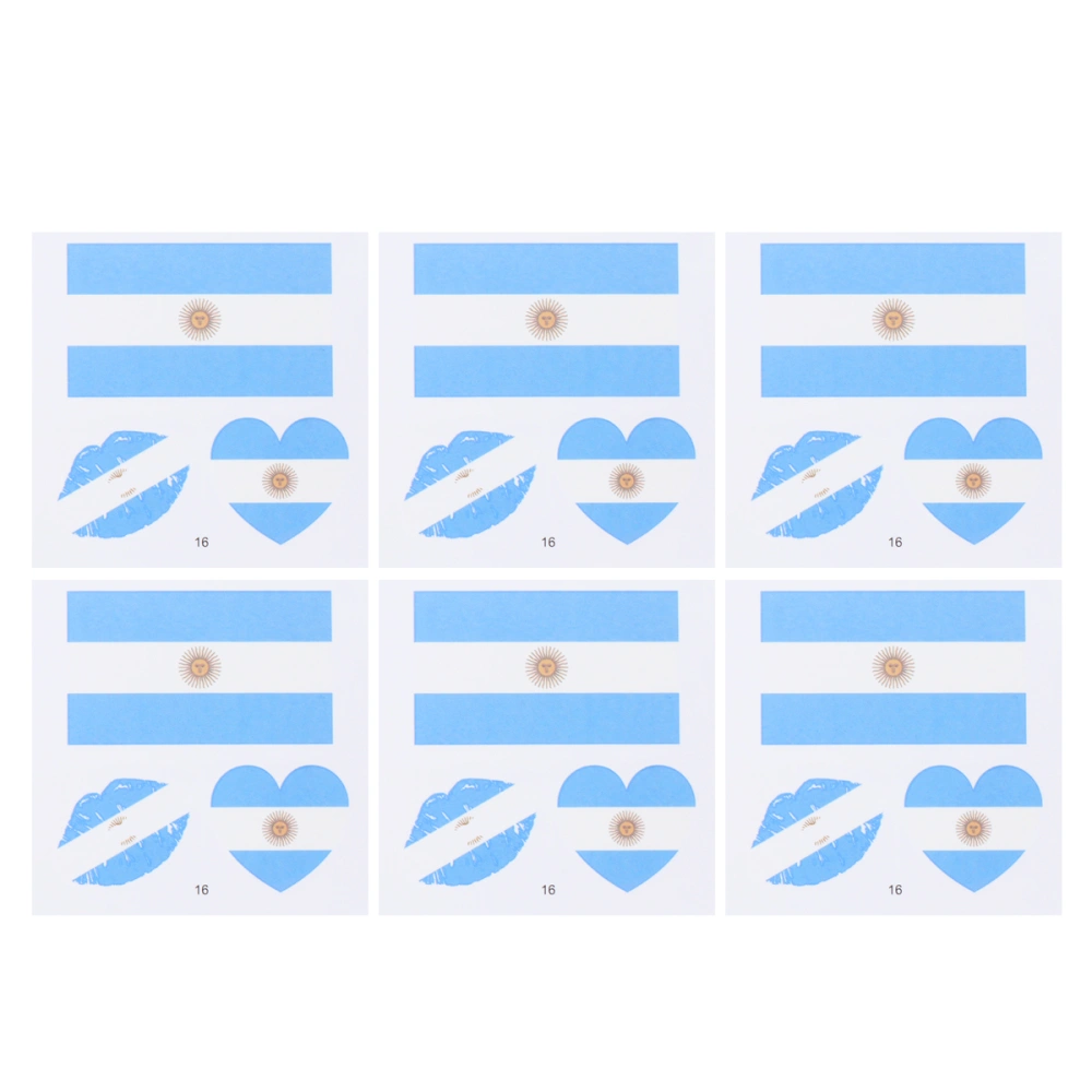 25 Sheets Disposable National Flag Stickers Temporary Waterproof Cheering Tattoos National Flag Decal for Sports s (Argentina)