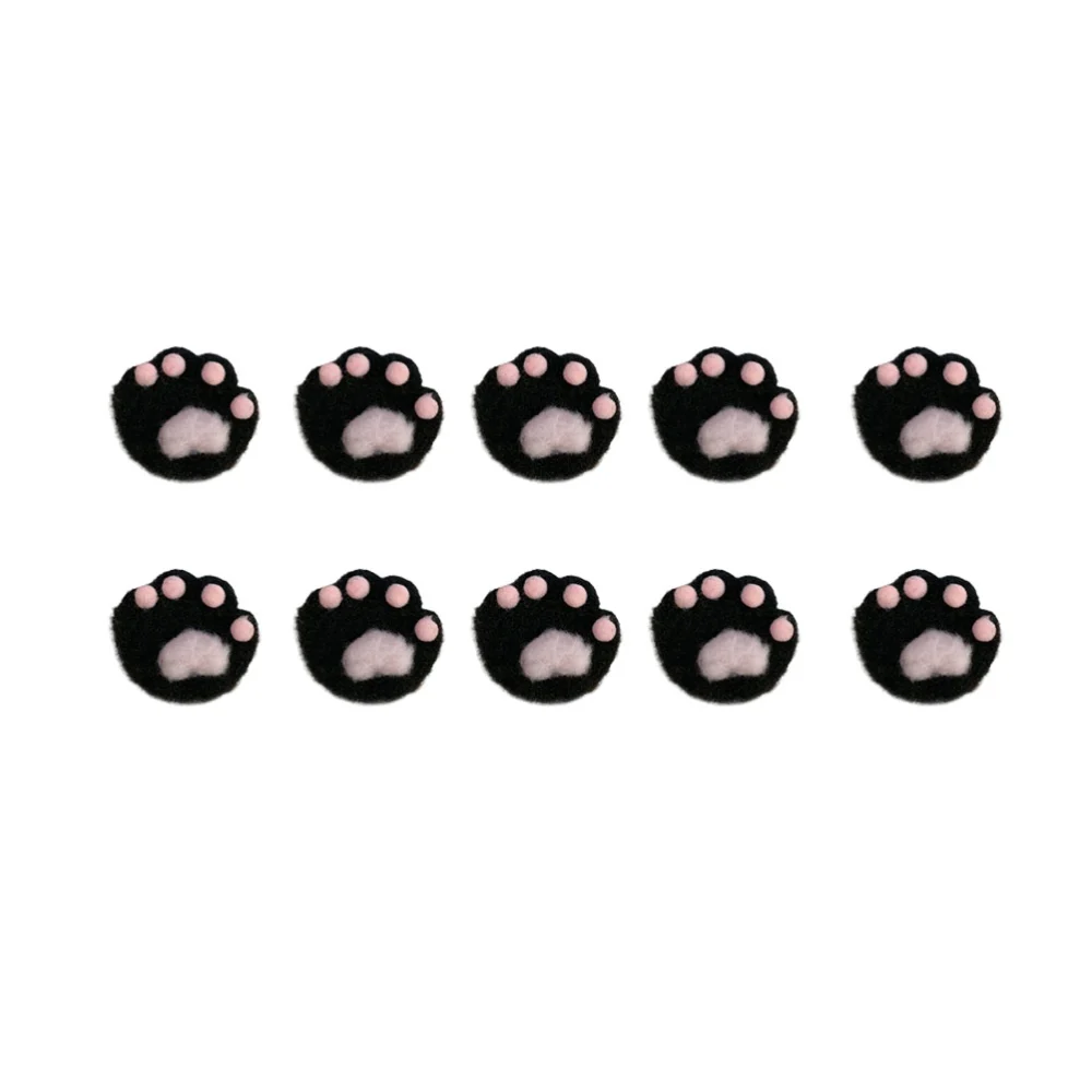 10pcs Cat Claw Brooches Plush Funny Creative Spoof Small Brooches Decorative Brooch for Bag Clothes (Black)